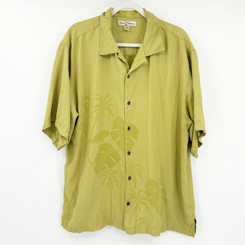 Tommy Bahama Mens Tropical Summer Casual Palm Leaf 100% Silk‎ Hawaiian Shirt XL
